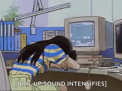 girl head on desk dial up sound intensifies
