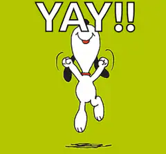 Snoopy jumping and celebrating