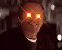 Man with glowing red eyes
