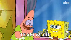 SpongeBob and Patrick high five teamwork
