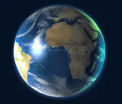 Rotating planet Earth in space