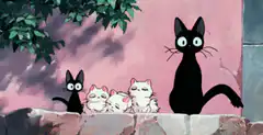 Kiki's Delivery Service cats watching butterfly