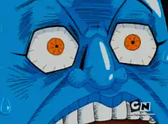 Blue character shocked face
