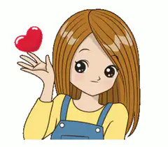 cartoon girl holding heart