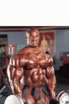 Tiny bodybuilder on big bodybuilder