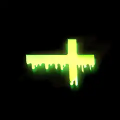Glowing green cross dripping slime