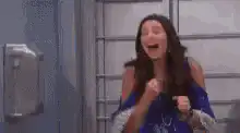 Woman laughing after peeing herself