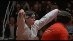 Daniel LaRusso kicks Johnny Lawrence