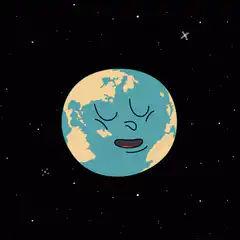 cartoon earth singing in space