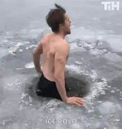 Man diving into ice hole