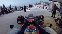 Red Bull F1 car on snow track