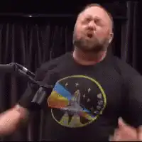 Alex Jones screaming into a microphone