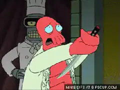 Zoidberg stabs himself with a knife