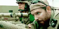 Bradley Cooper and soldier with sniper rifle