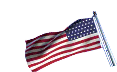 American flag waving on pole