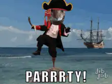 Pirate Cat Dancing on Beach