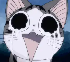crying cat with black eyes