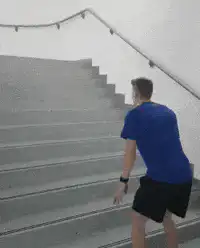 Man jumps up stairs
