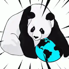 sad panda holding earth
