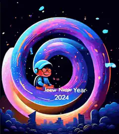Cartoon Boy in Colorful Spiral 2024
