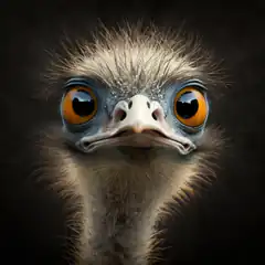 Ostrich with big orange eyes
