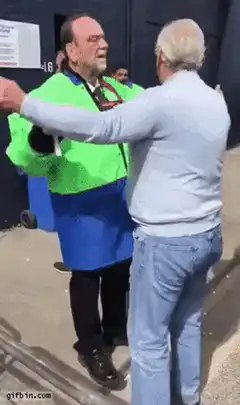 Security guard high-fives fans