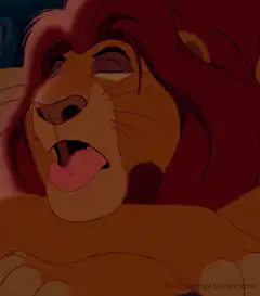 Simba yawning widely