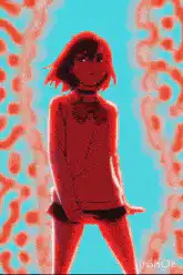 Anime girl dancing with psychedelic background