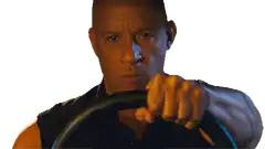 Vin Diesel gripping steering wheel