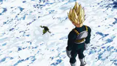 Broly punches Vegeta