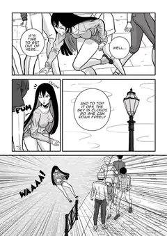 Girl jumps over fence in manga panel