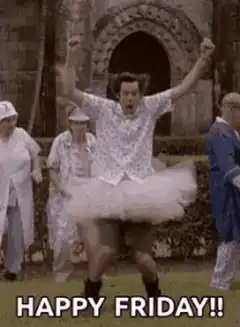 Man in tutu celebrating happy friday
