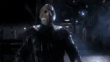 Jason Voorhees walking in the rain