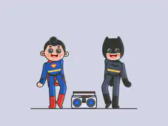 Superman and Batman dancing