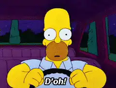 Homer Simpson driving and saying D'oh