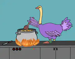 Purple goose cooking soup