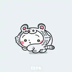 Cute white tiger character waving