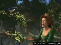 Princess Fiona singing to a bird