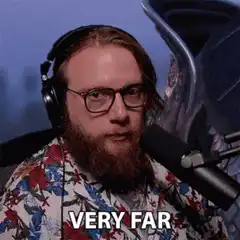 Bearded man says very far