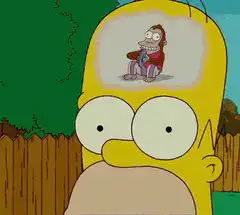 Homer Simpson sees monkey lifting weights