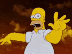 Homer Simpson melting in fire
