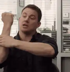 Channing Tatum wiping sweat