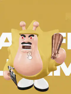 3D animated character with mustache and crown