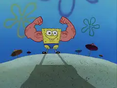 SpongeBob flexing his muscles