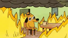 This Is Fine dog in burning room