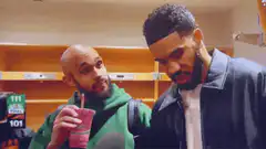 Jayson Tatum and Matt Barlow drinking