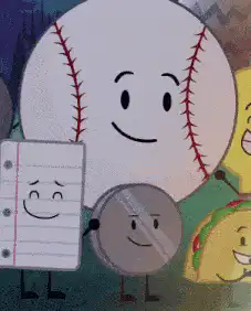 Baseball and Note Paper characters laughing
