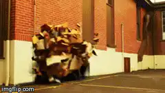 Mr. T exploding into boxes