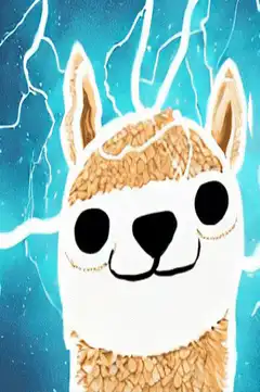 Llama with lightning background