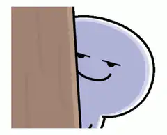 Blue blob peeking from behind tree